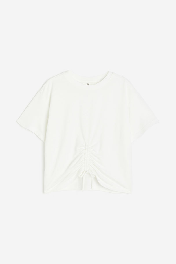 H&M T-Shirt mit Kordelzug Weiß