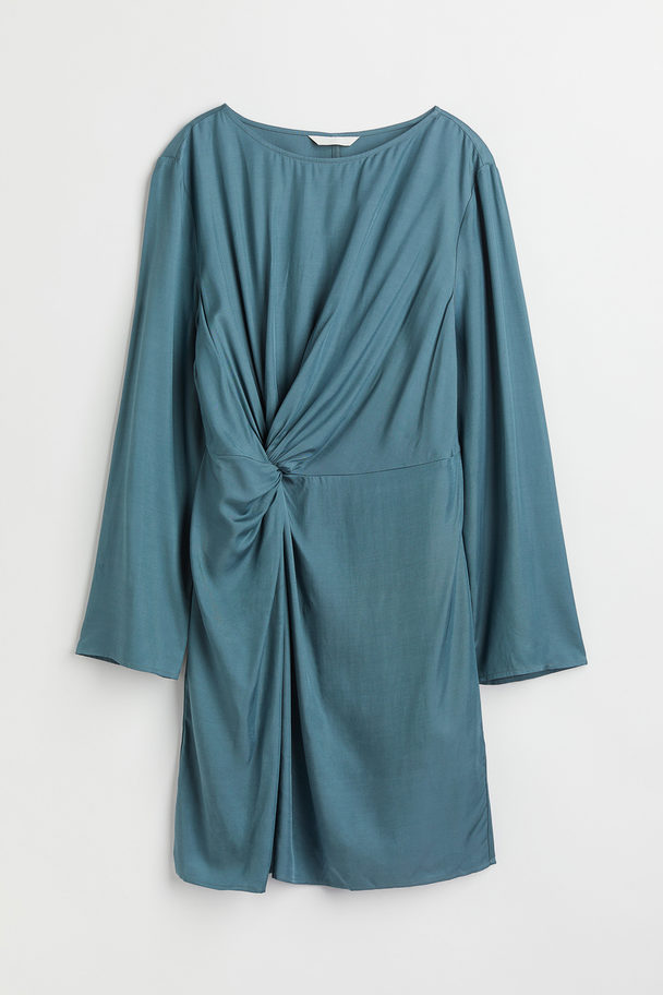 H&M Draped Dress Dark Turquoise