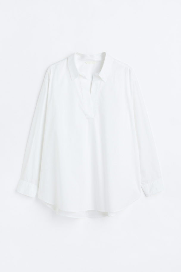 H&M H&amp;M+ Bluse aus Leinenmix Weiß