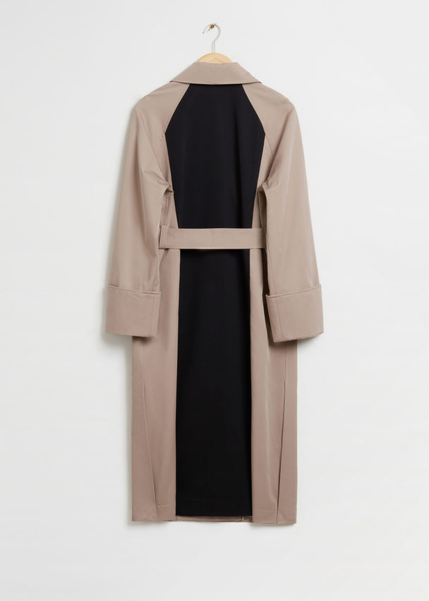 & Other Stories Relaxed Double-breasted Trench Coat Beige And Black