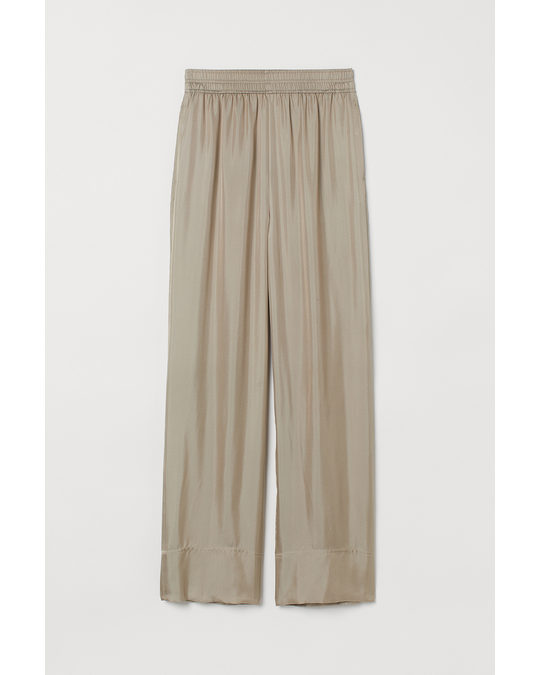 H&M Silk-blend Trousers Beige