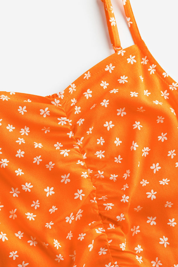H&M Ruched Jumpsuit Orange/floral