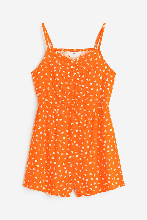 H&M Ingerimpelde Jumpsuit Oranje/bloemen