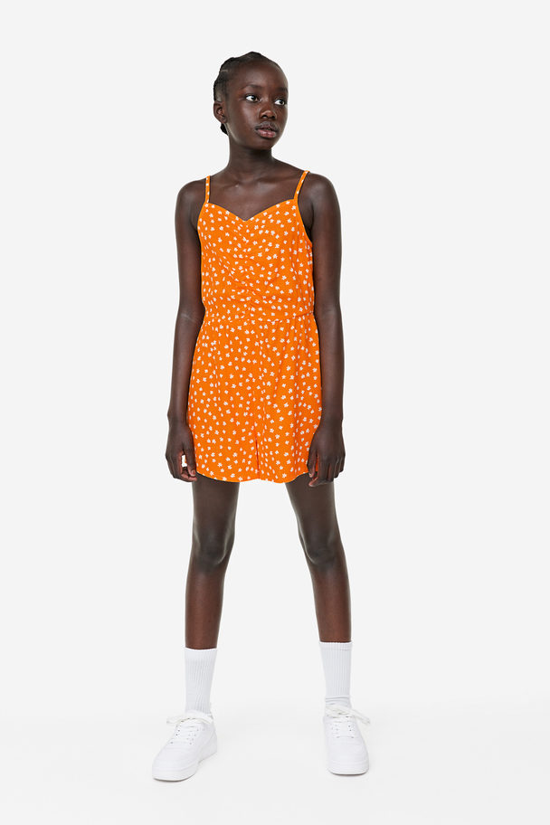 H&M Jumpsuit mit Raffung Orange/Geblümt