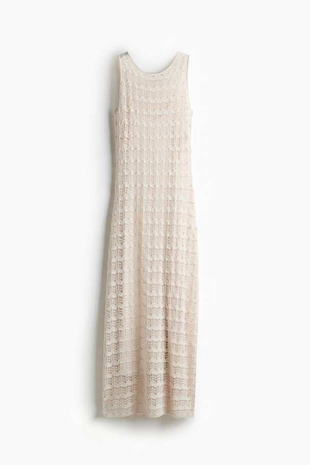 H&M Pointelle-knit Dress Cream