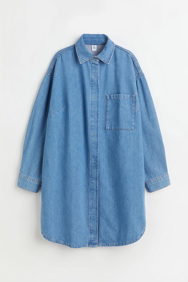 H&M Denim Shirt Dress Light Denim Blue