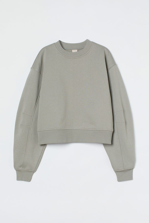 H&M Oversized Sweatshirt I Bomull Lys Kakigrønn