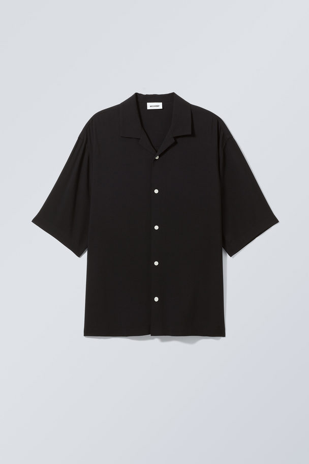 Weekday Oversized Resort Short Sleeve Shirt Svart