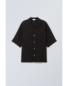 Oversized Resort Short Sleeve Shirt Black