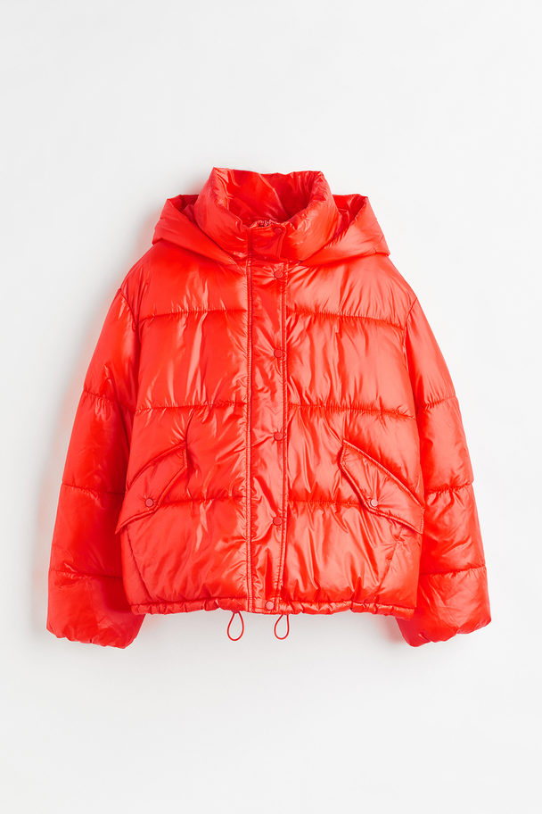 H&M Puffer Jacket mit Kapuze Rot