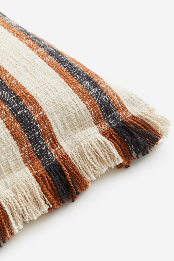 H&M HOME Fringed Cushion Cover Beige/striped