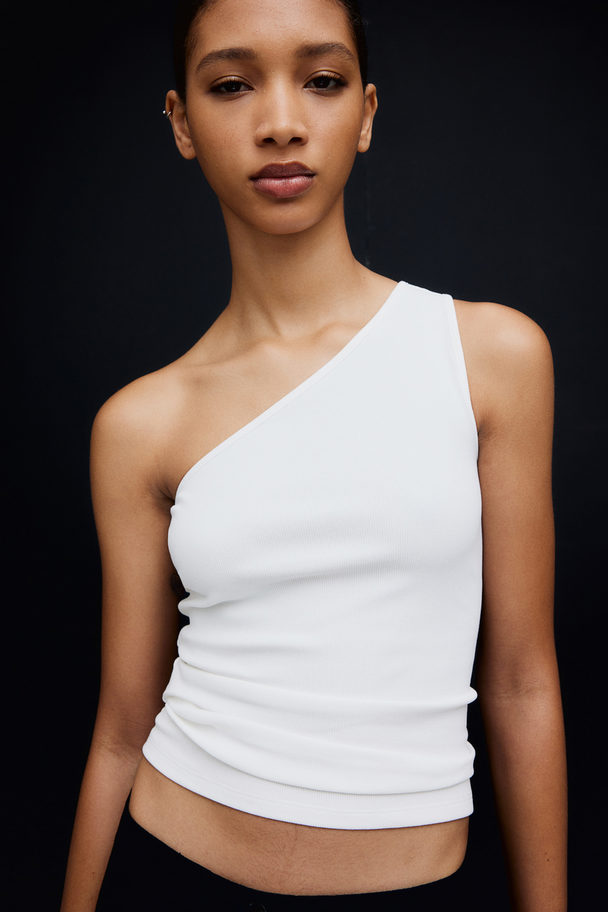 H&M One-shoulder Top White