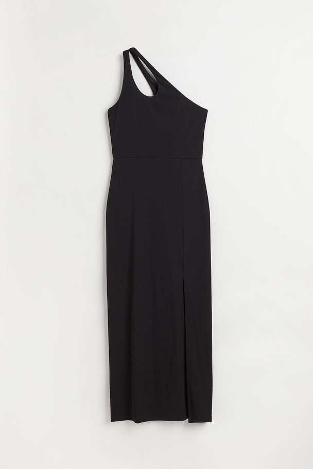 H&M One-Shoulder-Kleid Schwarz