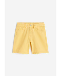 Loose Fit Denim Shorts Yellow