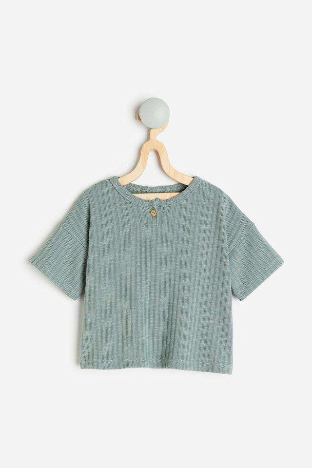H&M Ribbed Top Dusky Green