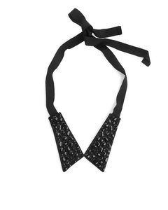 Crystal-beaded Collar Black
