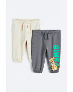 2-pack Printed Joggers Grey/the Lion King