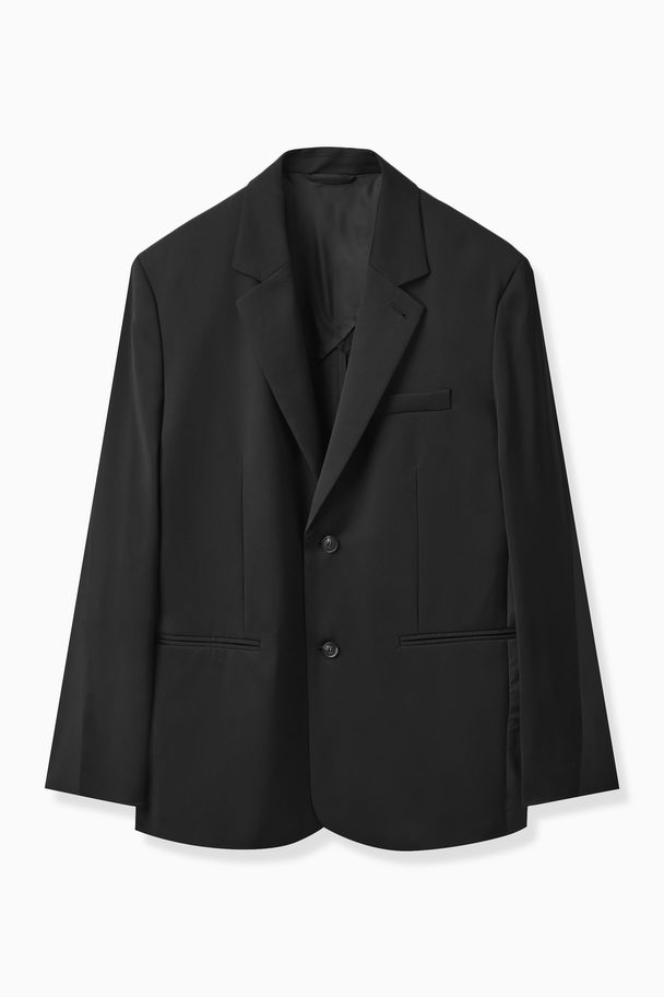 COS Relaxed-fit Contrast Wool Blazer Black / Grey