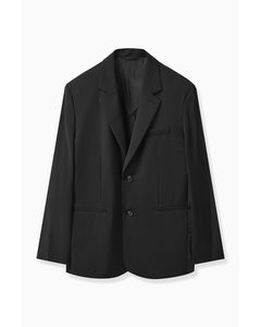 Relaxed-fit Contrast Wool Blazer Black / Grey