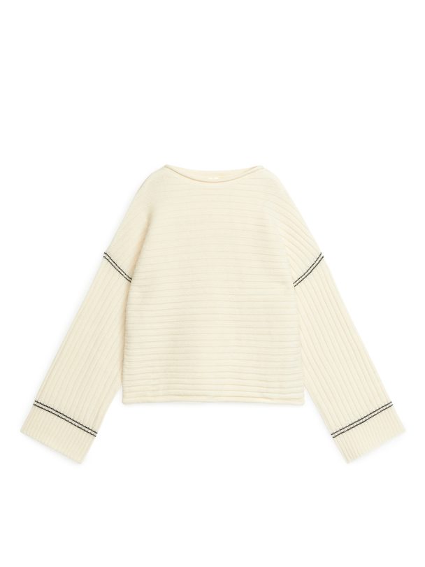 ARKET Rib-knitted Wool Jumper Off-white
