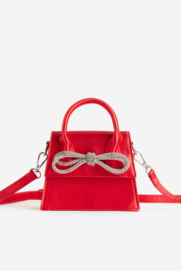 Public Desire The Indy Red Diamante Bow Mini Bag Red Patent