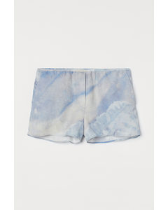 Hotpants I Lyocellmix Ljusblå/batikmönstrad