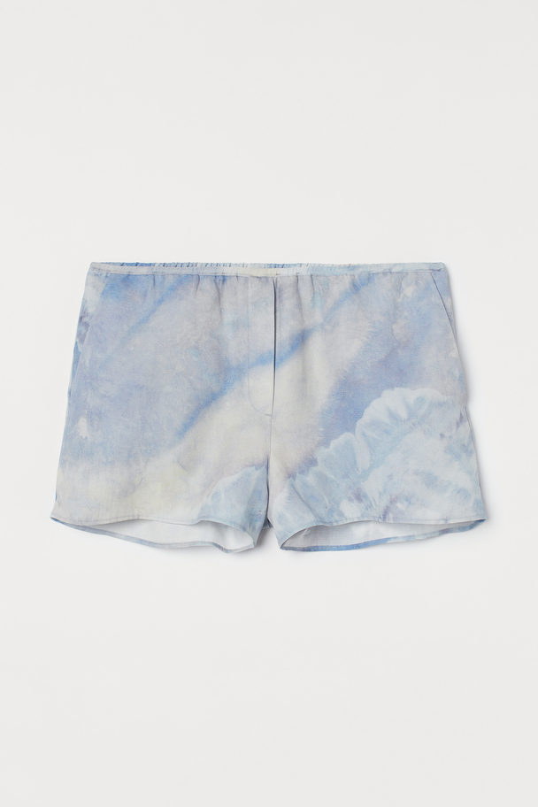 H&M Lyocell-blend Hotpants Light Blue/tie-dye