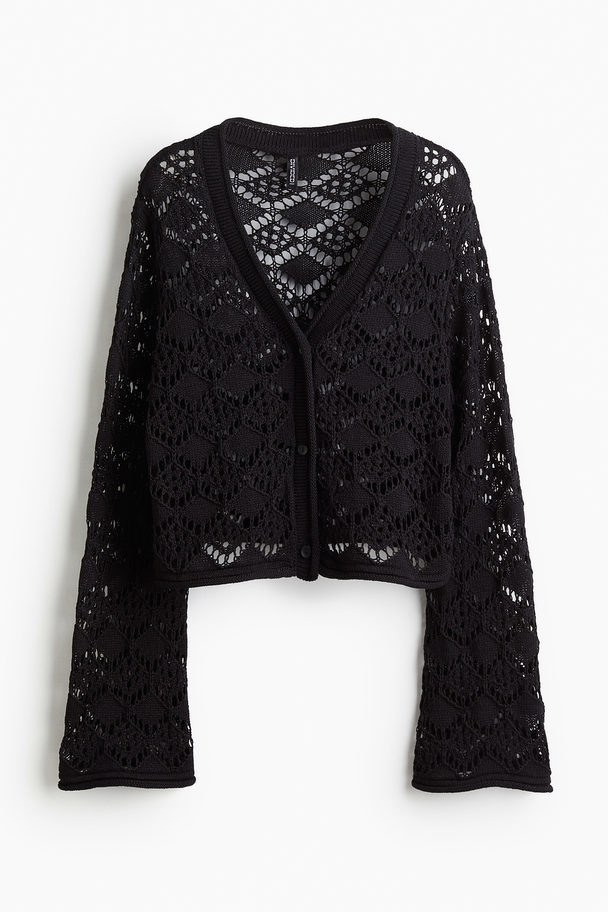 H&M Cardigan in Pointellestrick Schwarz