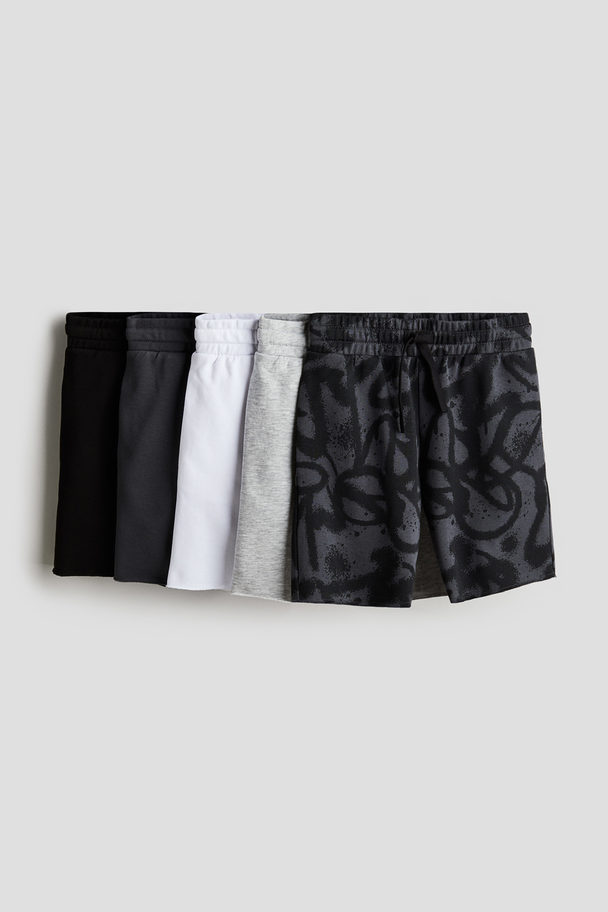 H&M 5er-Pack Sweatshorts Dunkelgrau/Gemustert