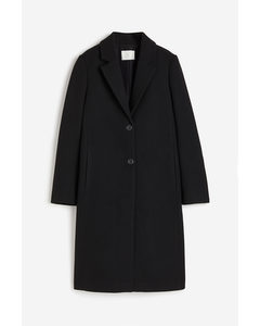 Single-breasted Twill Coat Black