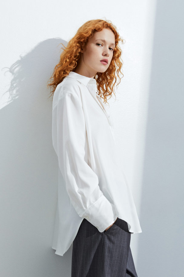 H&M Satin Shirt White