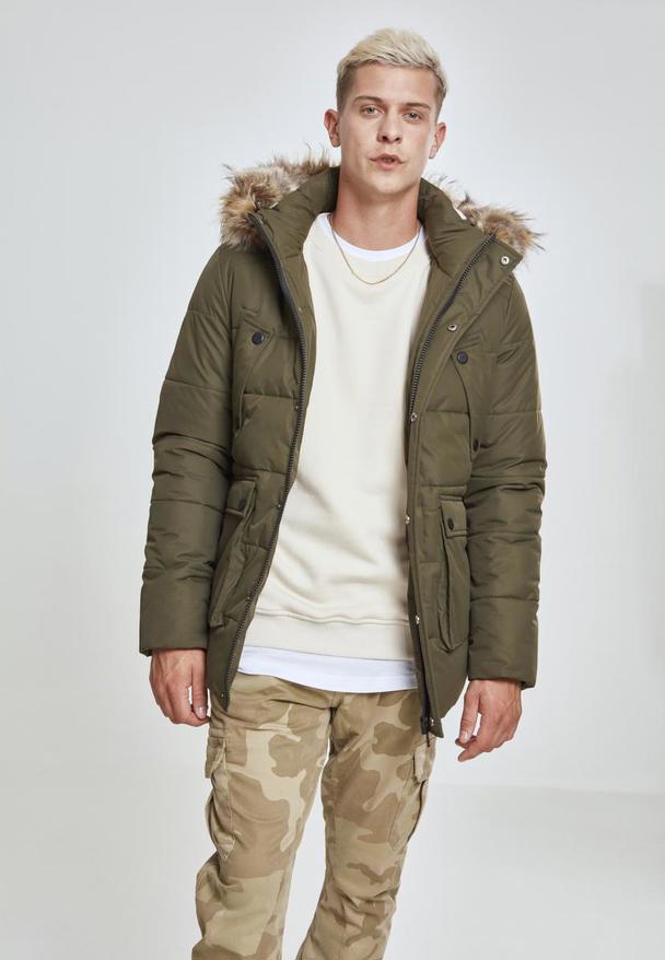 Urban Classics Herren Faux Fur Hooded Jacket