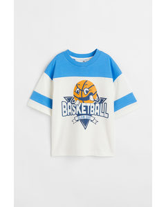 Oversized Katoenen T-shirt Blauw/basketbal