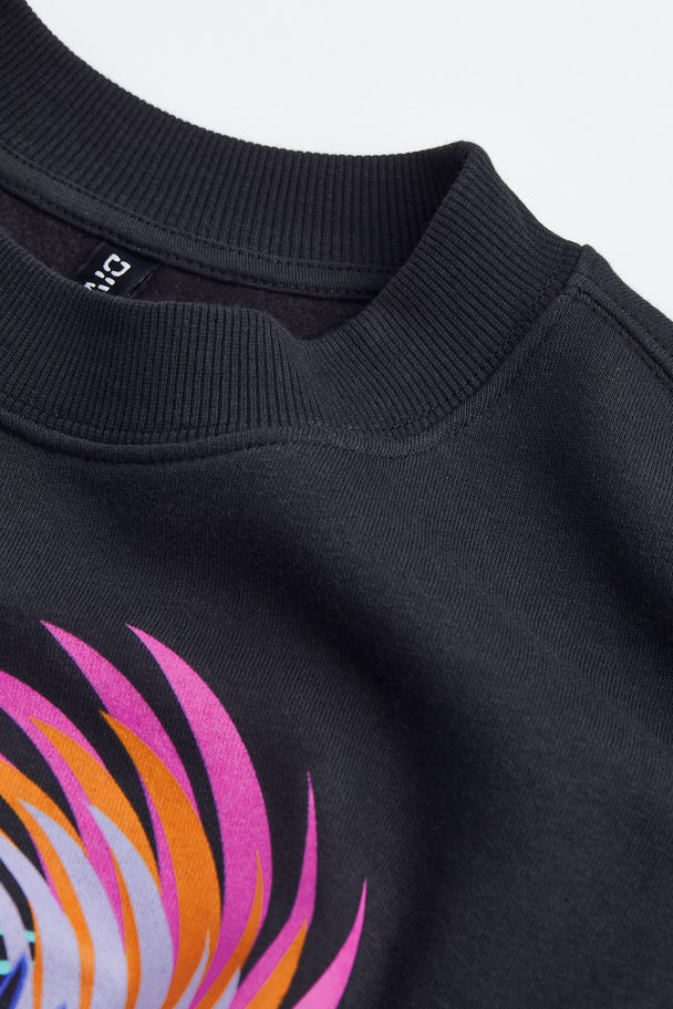 H&M Sweatshirt Med Trykk Sort/hybrid Eclipse