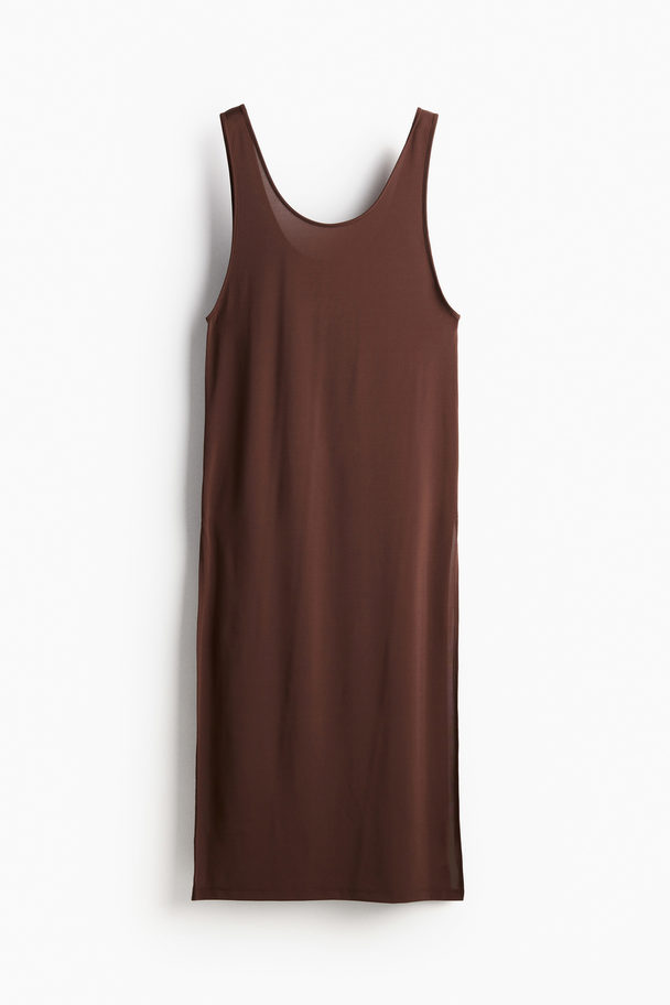 H&M Scoop-neck Beach Dress Dark Brown