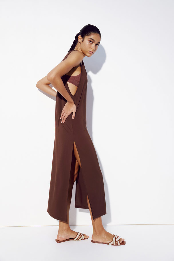 H&M Scoop-neck Beach Dress Dark Brown