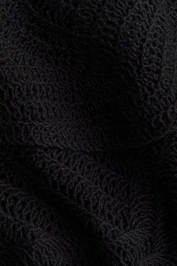 H&M Tie-detail Crochet-look Top Black