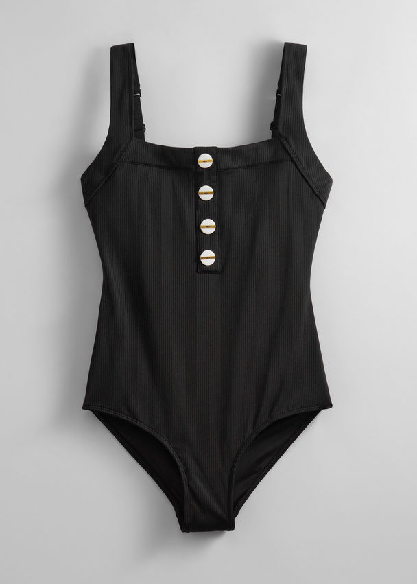 & Other Stories Button-detailed Swimsuit Black