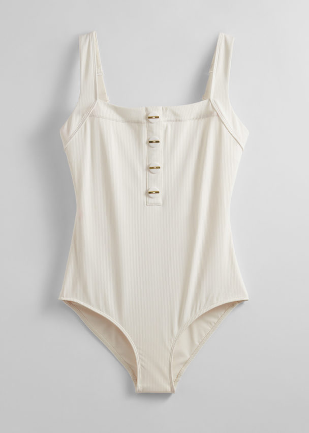 & Other Stories Button-detailed Swimsuit White