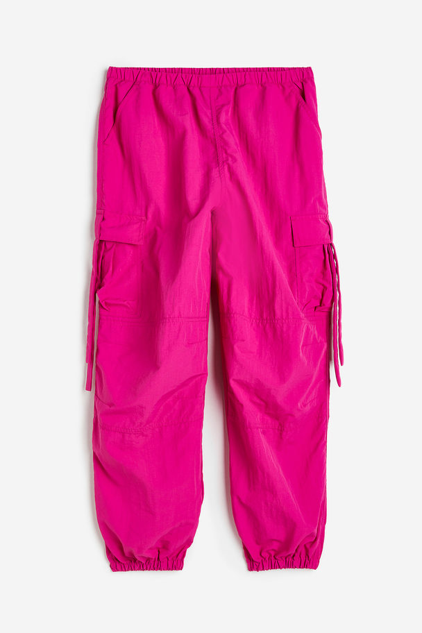 H&M Low-waisted Parachute Trousers Cerise