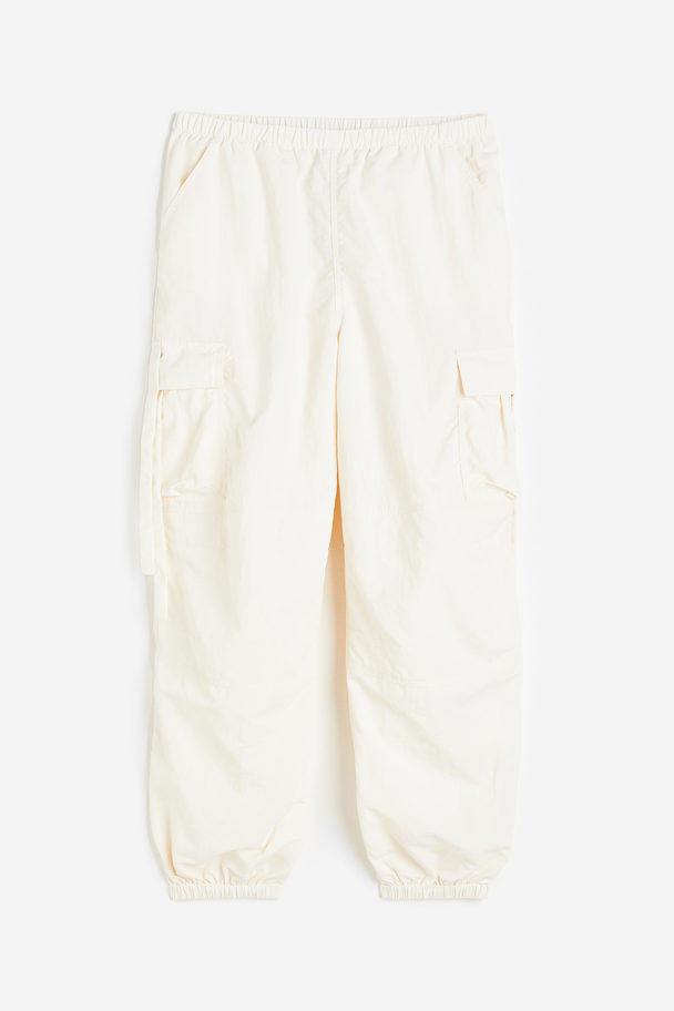 H&M Low-waisted Parachute Trousers Cream