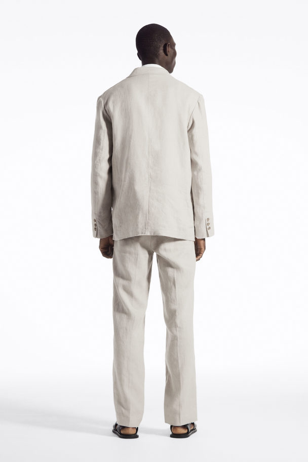 COS Straight-leg Elasticated Linen Trousers Stone