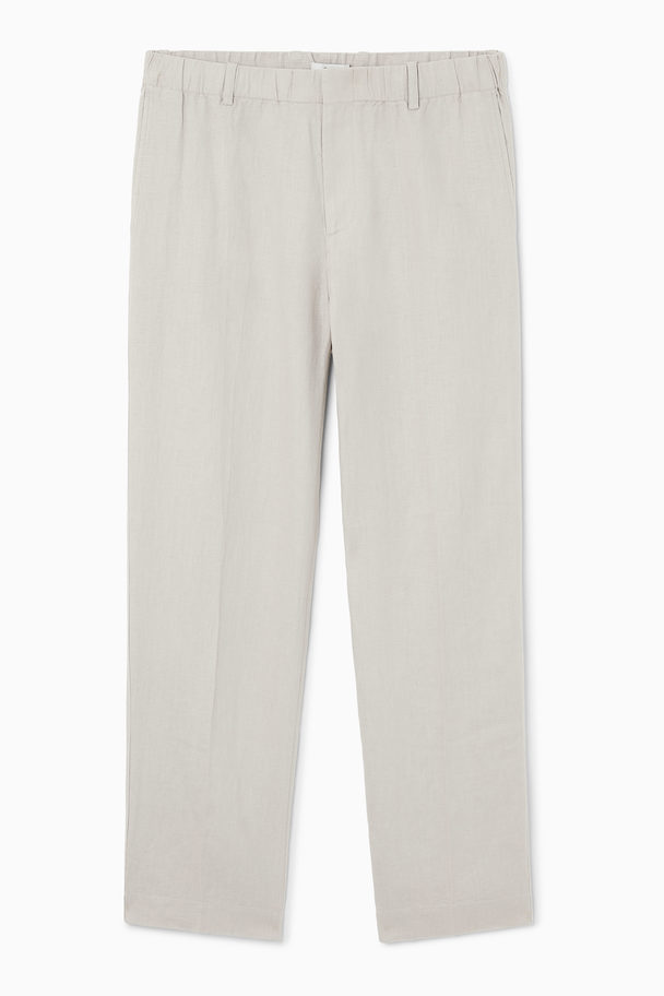 COS Straight-leg Elasticated Linen Trousers Stone