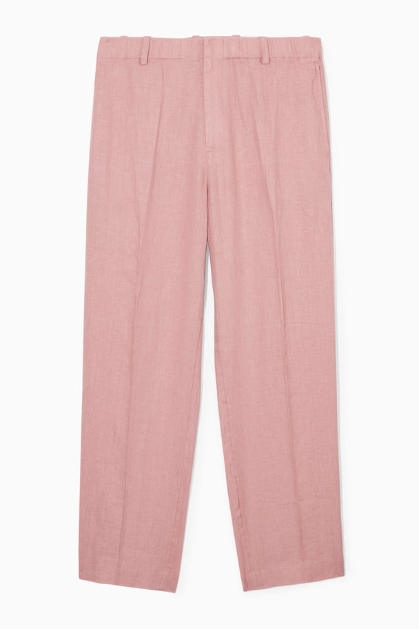 COS Straight-leg Elasticated Linen Trousers Dusty Pink