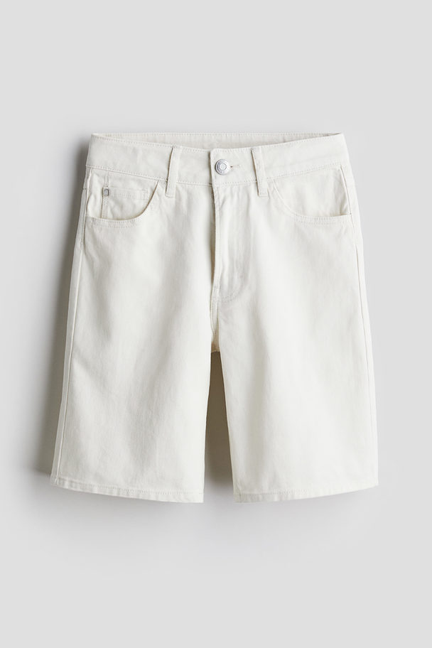 H&M Loose Fit Denim Shorts Hvid