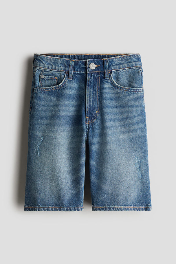 H&M Loose Fit Denim Shorts Denim Blue