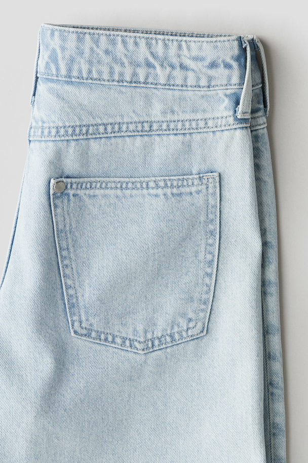 H&M Loose Fit Denim Shorts Pale Denim Blue