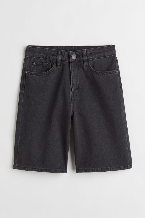 H&M Loose Fit Denim Shorts Dark Grey