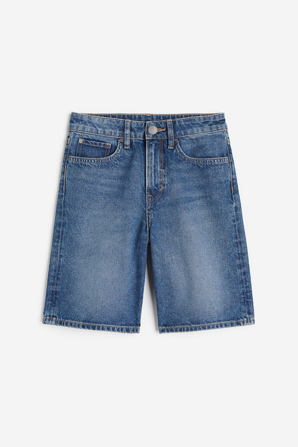 H&M Loose Fit Denim Shorts Denim Blue