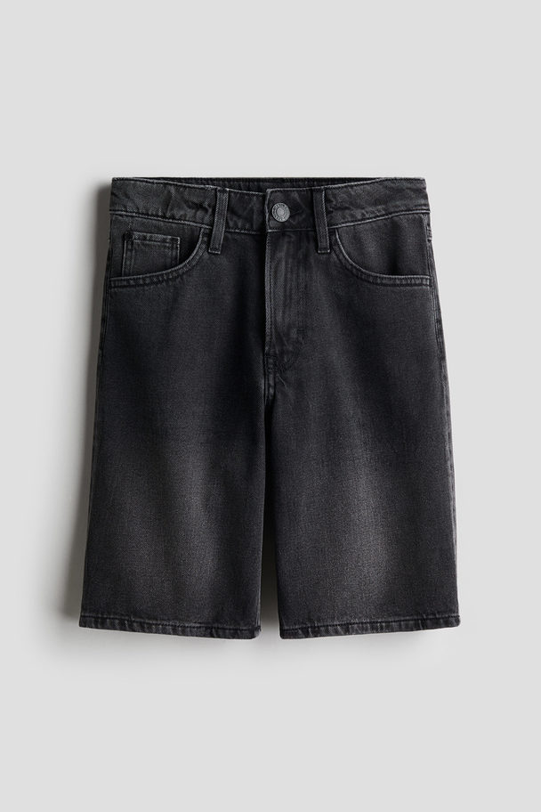 H&M Loose Fit Denim Shorts Dark Denim Grey